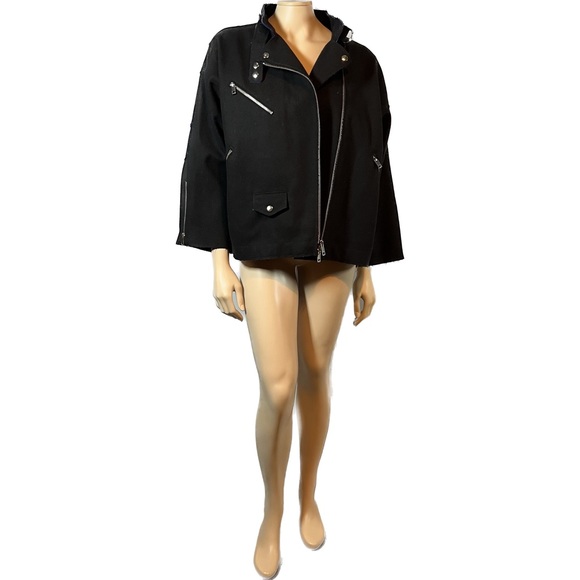 NWOT Diesel Moto Jacket in Black Wool with blue lining - Picture 2 of 16